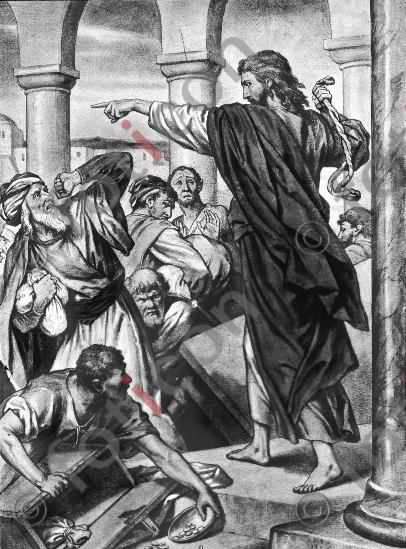 Jesus vertreibt die Händler aus dem Tempel | Jesus Driving the Merchants from the Temple (foticon-600-Simon-043-Hoffmann-018-2-sw.jpg)
